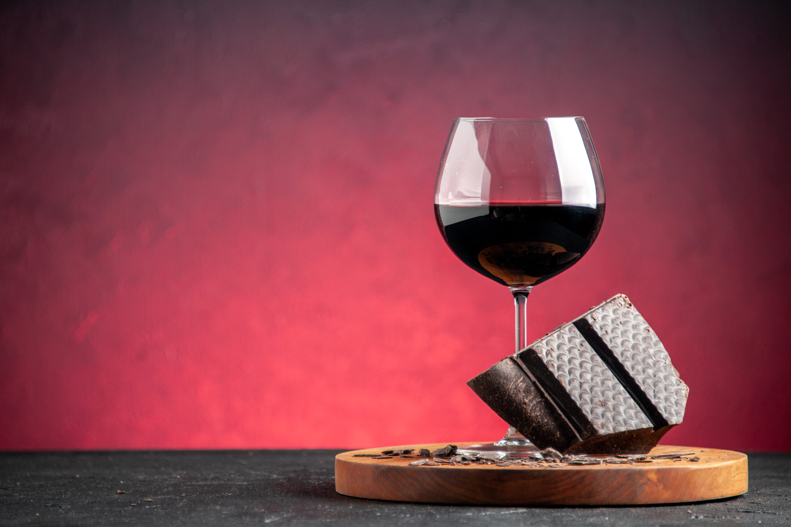 Wine glass with chocolate